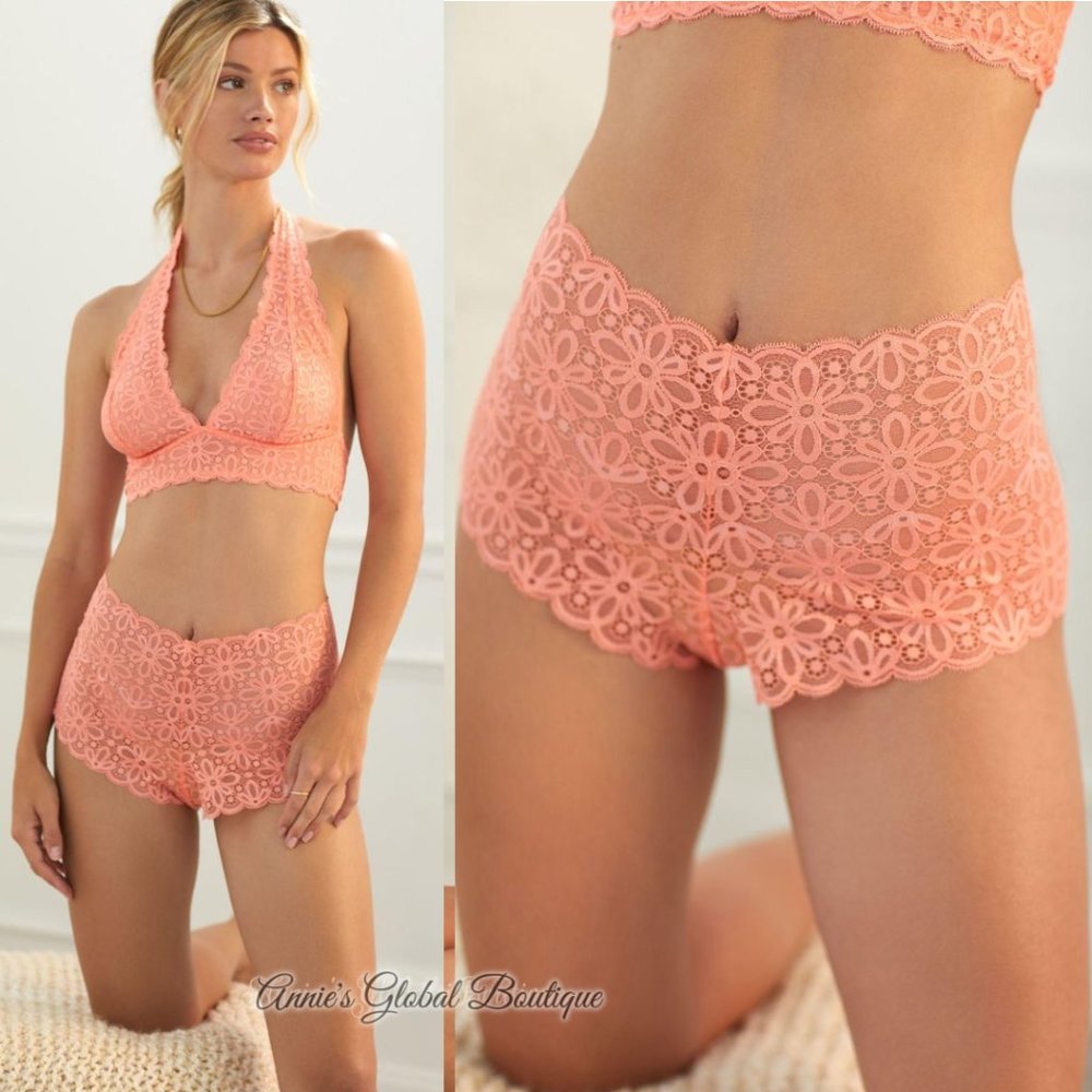 NWT, Anthropologie Sugared Peach Lace High-Waisted Briefs - Picture 14 of 16